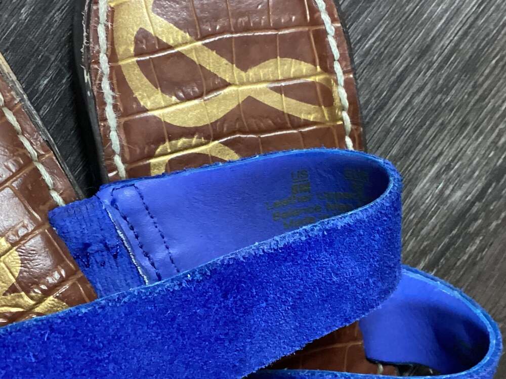 Sam Edelman Cobalt Blue Suede Toe-Loop Slide Sandals - Picture 4 of 4